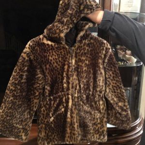 Fur leopard coat